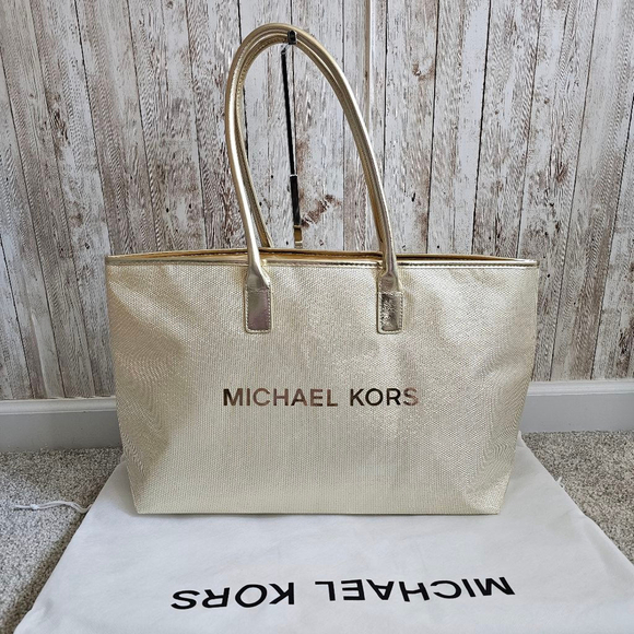 Women's Michael Kors Tote Bag, One Size, Gold - Picture 1 of 8